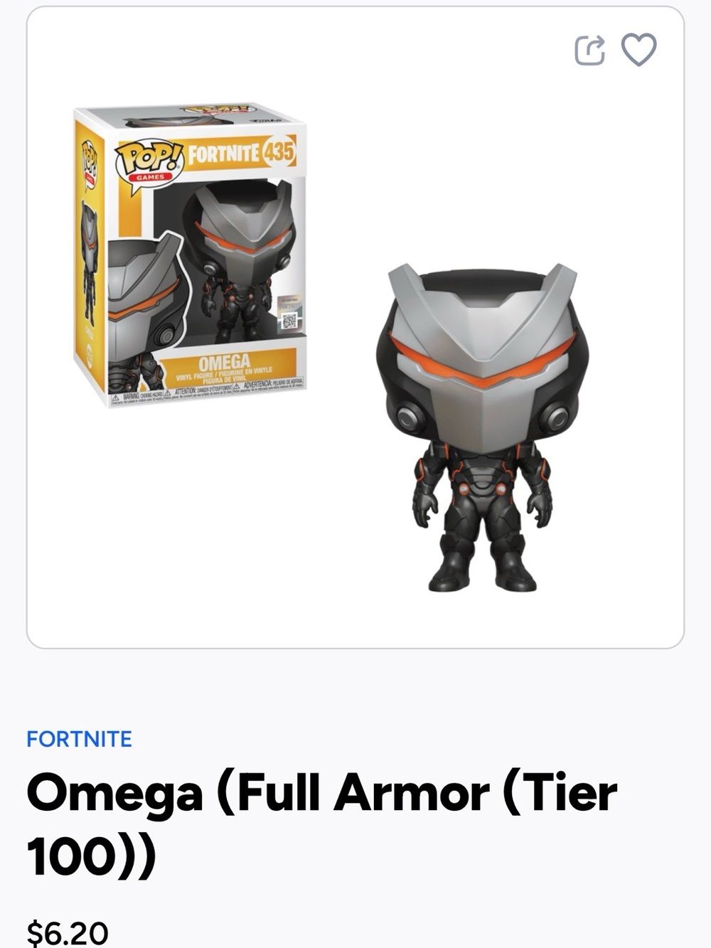 Funko POP! Fortnite Omega Vinyl Figure - Black, Gray & Orange- 435